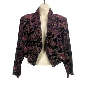 My Michelle Velvet Floral Jacket Blazer Medium Fairy Grunge Whimsigoth Indie